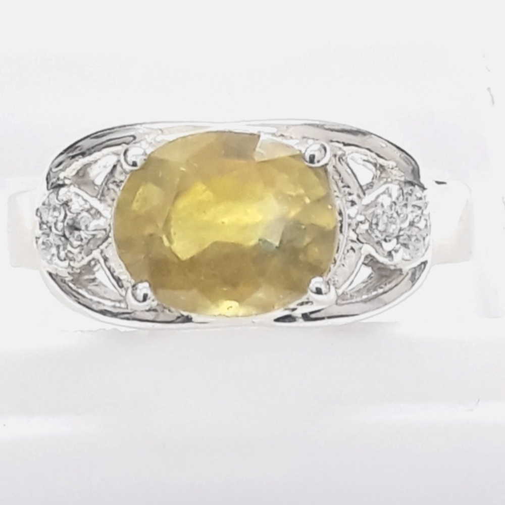 (8)💥Oval Canary Yellow💛 Centre Rhinestone Ring💥